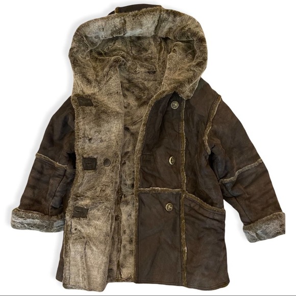 WINLIT Jackets & Blazers - Vintage WINLIT Shearling Leather Coat, Hooded w/Faux Fur Lining & Trim Medium